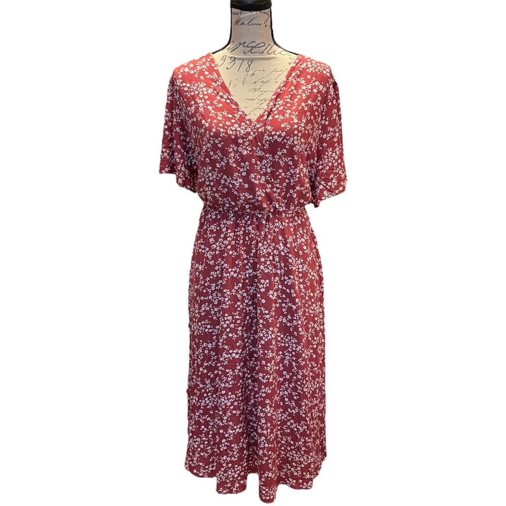 Bloomchic Red White Mini Ditsy Floral Maxi Dress Size 22/24
